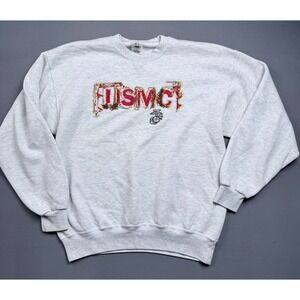 Vintage‎ USMC United States Marine Corps Embroidered Graphic Sweatshirt - Large